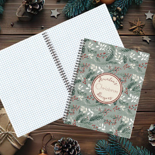 Festive Christmas Pattern Recipe  Notebook