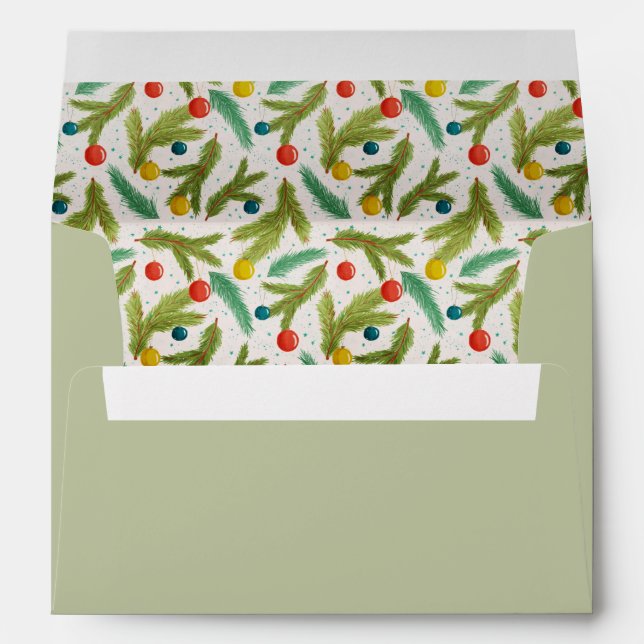Festive Christmas pattern & sage green Envelope (Back (Bottom))