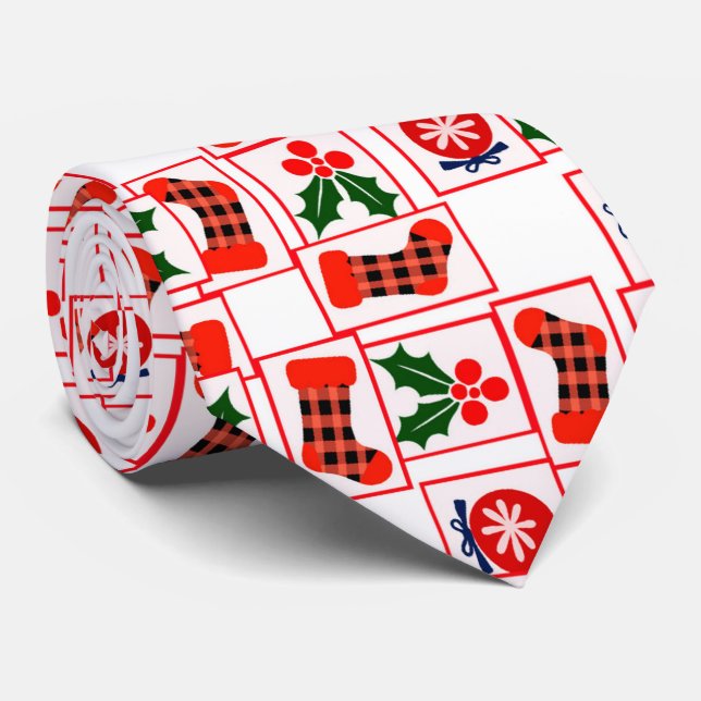 Festive Christmas pattern Tie (Rolled)