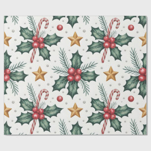 Festive Christmas Pattern with Gifts & Ornaments Wrapping Paper