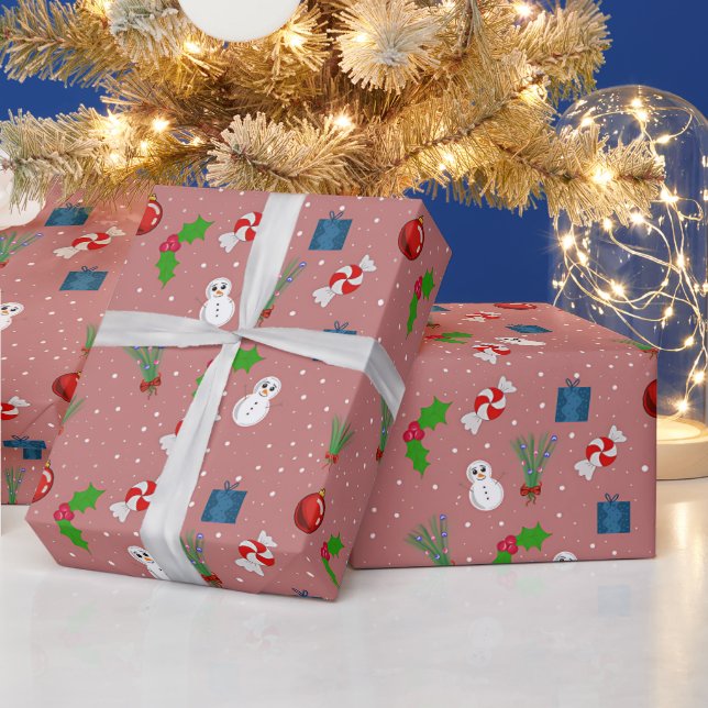 Festive Christmas Pattern Wrapping Paper | Cute Sn (Holidays)