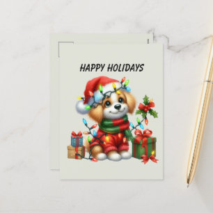 Festive Christmas pet lovers dog Holiday Postcard