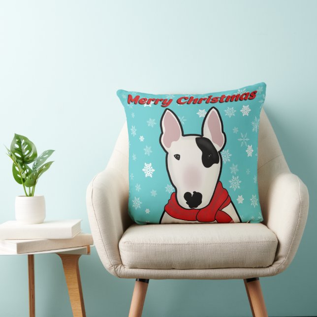 Festive Christmas Pillow with Adorable Dog (Chair)