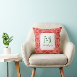 Festive Christmas Pineapple Ornaments Monogram Cushion