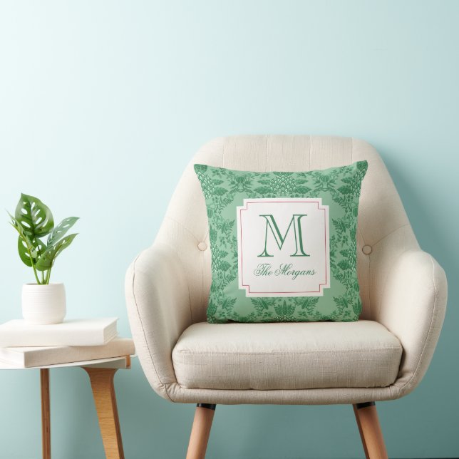 Festive Christmas Pineapple Ornaments Monogram Cushion (Chair)