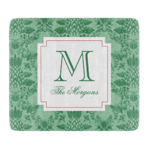 Festive Christmas Pineapple Ornaments Monogram Cutting Board