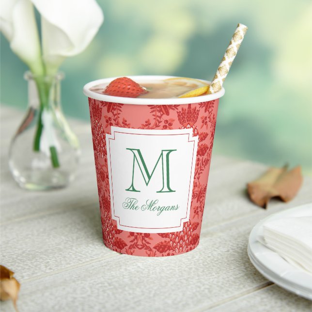 Festive Christmas Pineapple Ornaments Monogram Paper Cups (Insitu)