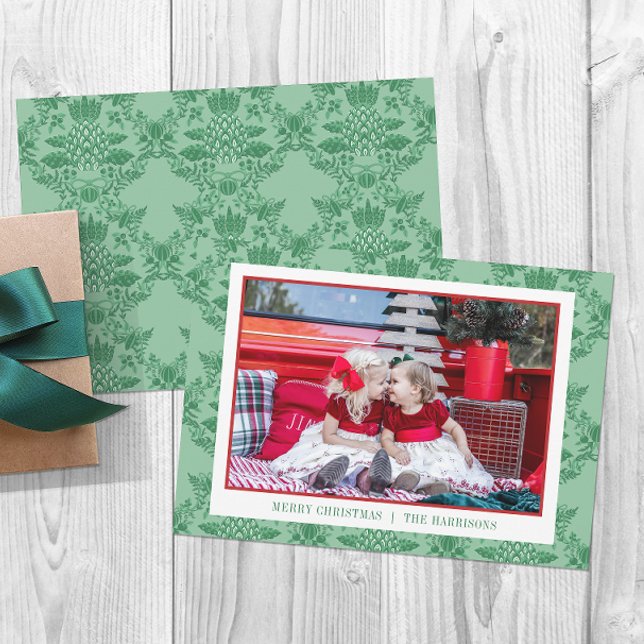 Festive Christmas Pineapple Ornaments Photo Holiday Card (Creator Uploaded)