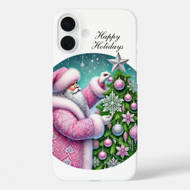 Festive Christmas pink Santa customisable  Case-Mate iPhone Case (Back)
