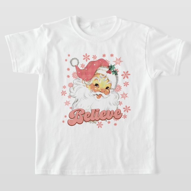 festive Christmas pink Santa Holiday  T-Shirt (Laydown)