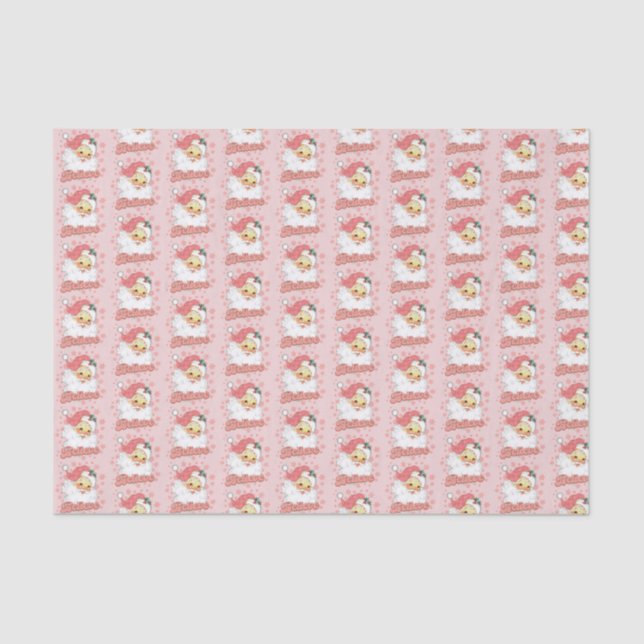 festive Christmas pink Santa Holiday  Tissue Paper (Front)