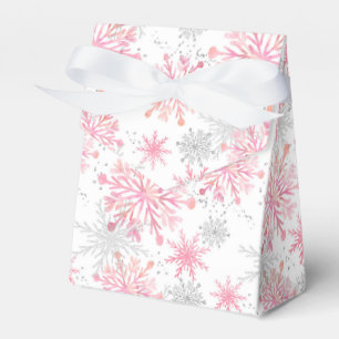 Festive Christmas pink snowflake grey party Favour Box