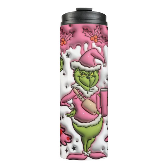 Festive Christmas Pink Thermal Tumbler (Front)