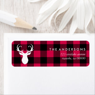 Festive Christmas Plaid Pattern Return Address Label