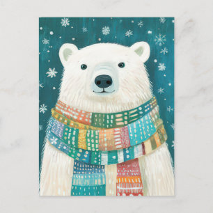 Festive Christmas Polar Bear Greeting Card