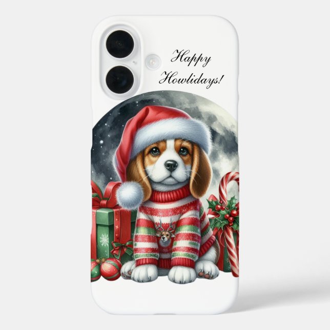 Festive Christmas puppy customisable Case-Mate iPhone Case (Back)