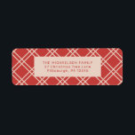 Festive Christmas Red and Cream Check Return Return Address Label<br><div class="desc">Festive Christmas label features a red and cream plaid check background for your return name and address. Please view this Christmas holiday collection for coordinating invitations and accessories.</div>