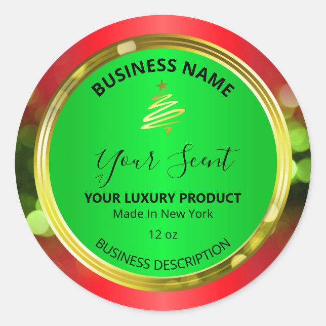 Festive Christmas Red And Green Product Labels (Front)