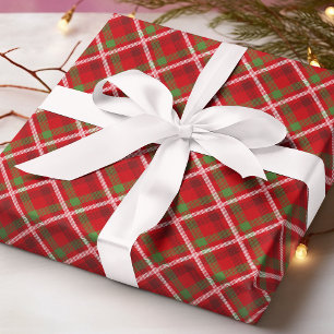 Festive Christmas Red Green Tartan Plaid Wrapping Paper