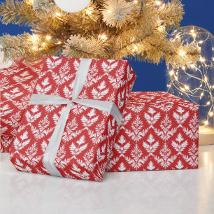 Festive Christmas red white tiled pattern Wrapping Paper