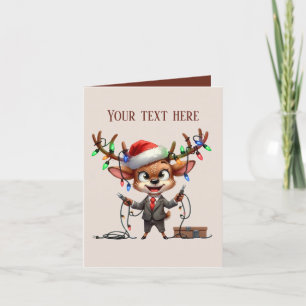 Festive Christmas reindeer add text Holiday Card