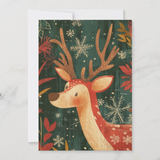 Festive Christmas Reindeer Greeting Card (Front)