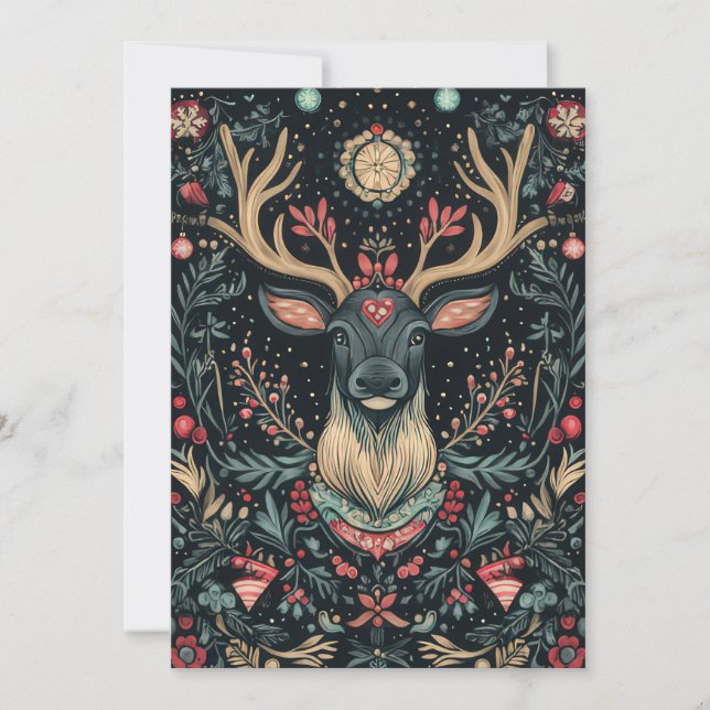 Festive Christmas Reindeer Greeting Card (Front)