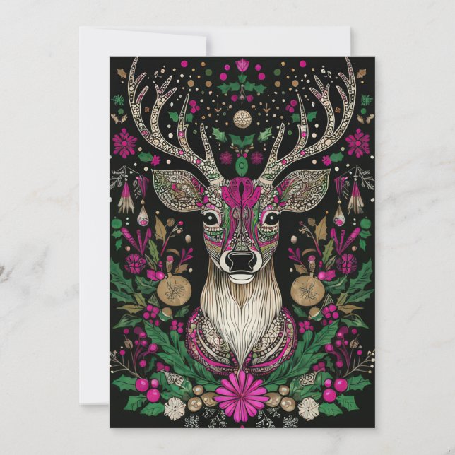 Festive Christmas Reindeer Greeting Card (Front)