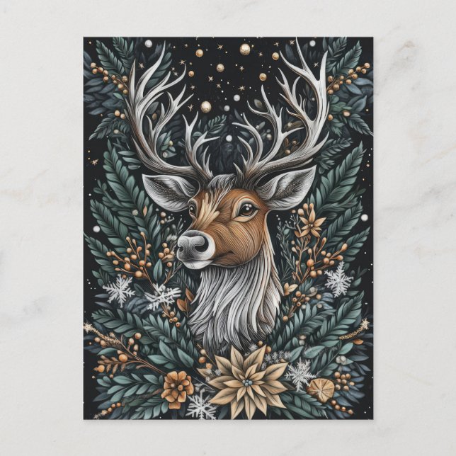 Festive Christmas Reindeer Greeting Card (Front)