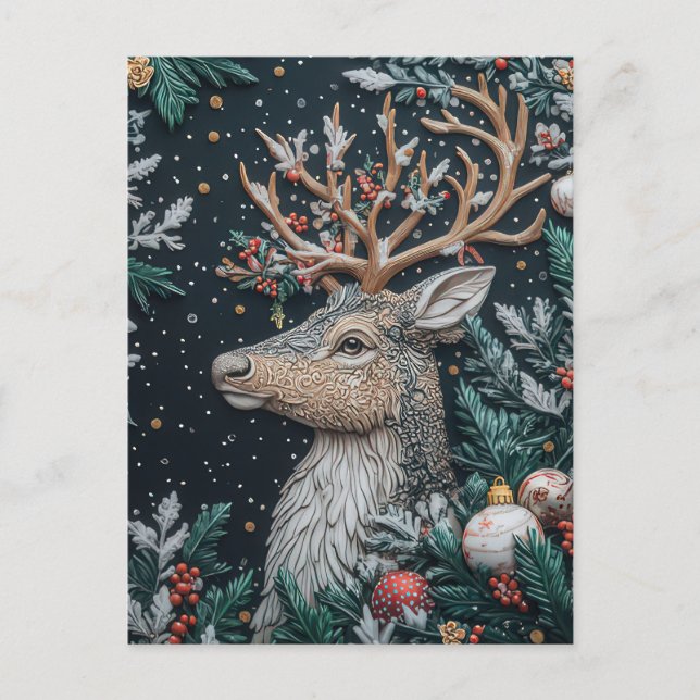 Festive Christmas Reindeer Greeting Card (Front)
