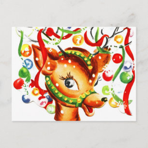Festive Christmas Reindeer Holiday Postcard