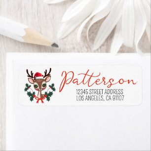 Festive Christmas Reindeer Return Address Label