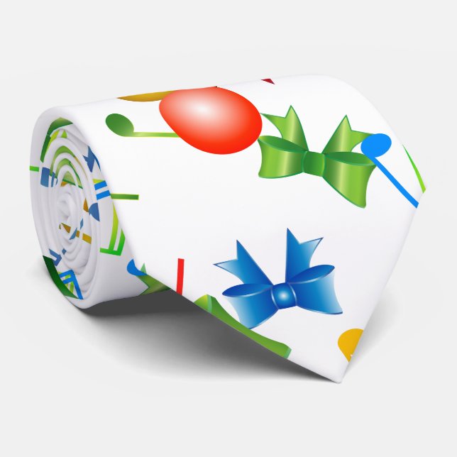 Festive Christmas Ribbons with Music Notes on Tie (Rolled)