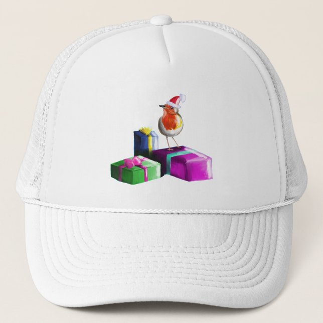 Festive Christmas Robin Trucker Hat (Front)