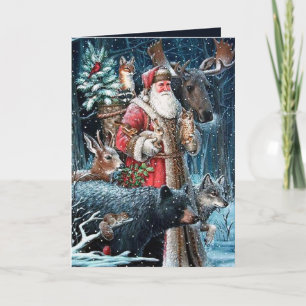 festive Christmas Santa add sentiment Holiday Card