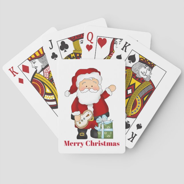 Festive Christmas Santa Claus Holiday Playing Cards (Back)