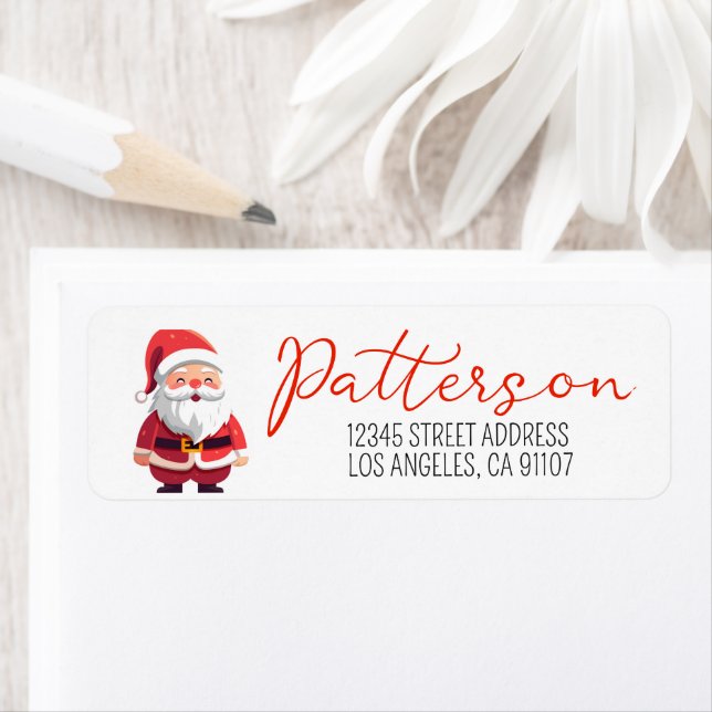 Festive Christmas Santa Claus Return Address Label (Insitu)
