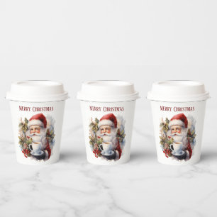 Festive Christmas Santa coffee add text Paper Cups
