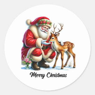 Festive Christmas Santa customisable  Classic Round Sticker