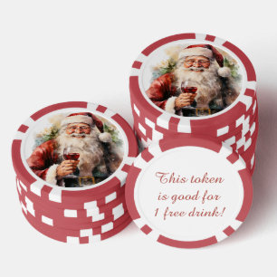 Festive Christmas Santa free drink Poker Chips