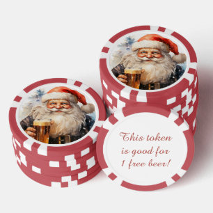 Festive Christmas Santa free drink  Poker Chips