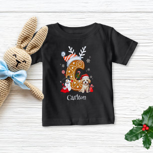 Festive Christmas Santa Gingerbread Letter C  Boy  Baby T-Shirt