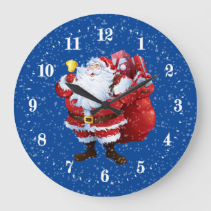 Festive Christmas Santa Holiday Large Clock