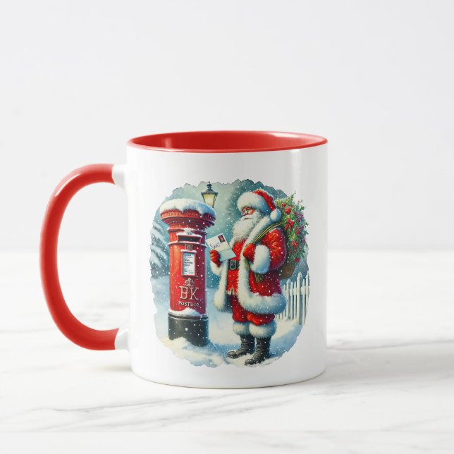 Festive Christmas Santa letter add monogram Mug (Left)