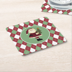 Festive Christmas Santa Paper Coasters