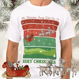 Festive Christmas Santa, Sleigh and Reindeer T-Shirt