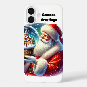 Festive Christmas Santa snow globe iPhone 16 Plus Case