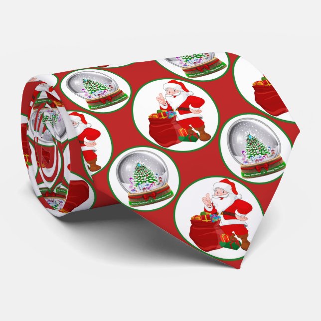 Festive Christmas Santa snowglobe Tie (Rolled)