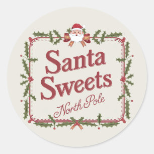 Festive Christmas Santa sweets Classic Round Sticker
