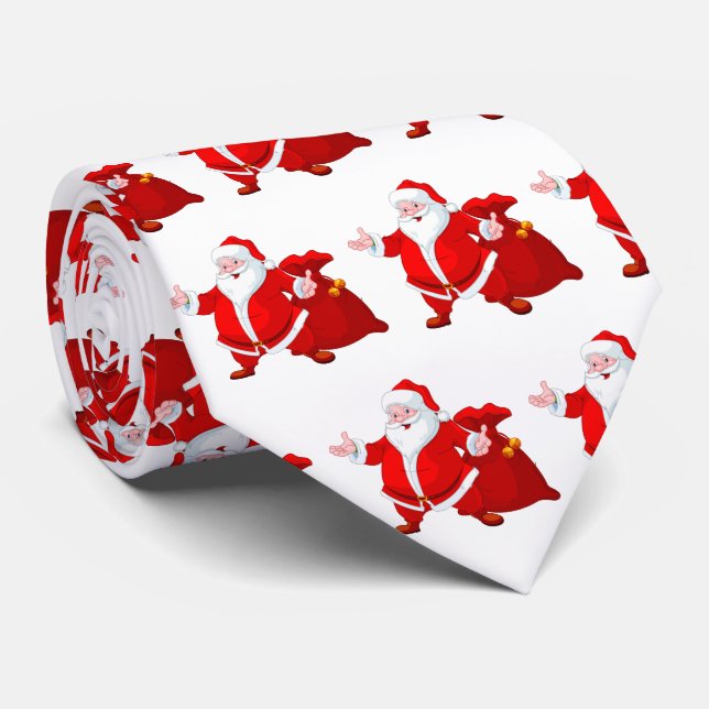 festive Christmas Santa tiled pattern  Tie (Rolled)